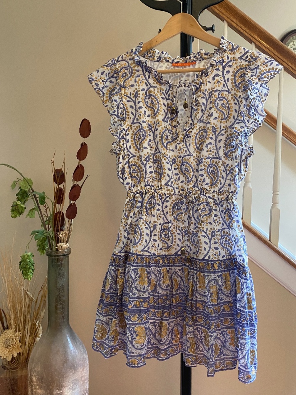 Oliphant Tiered Ruffle Paisley Mini Dress Size Medium - Picture 16 of 16